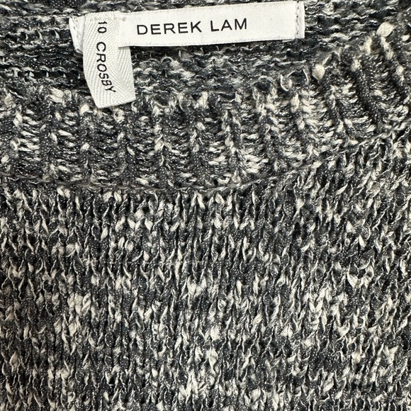 DEREK LAM 10 Crosby Grey White Striped Knit‎ Crew Neck Sweater, Size 0 XS - Picture 3 of 6